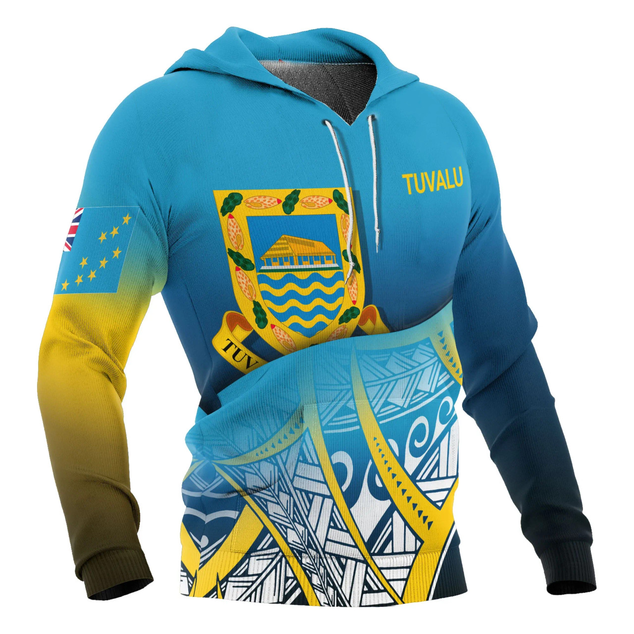 Tuvalu Coat Of rms Hoodie - Polynesian Pattern