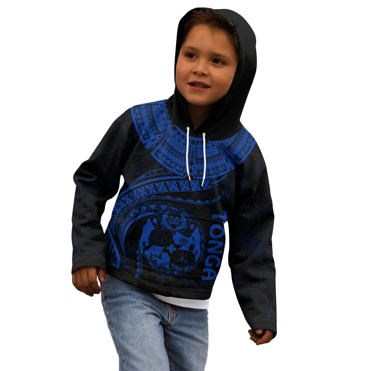 Tonga Polynesian Hoodie - Tonga Waves (Blue)