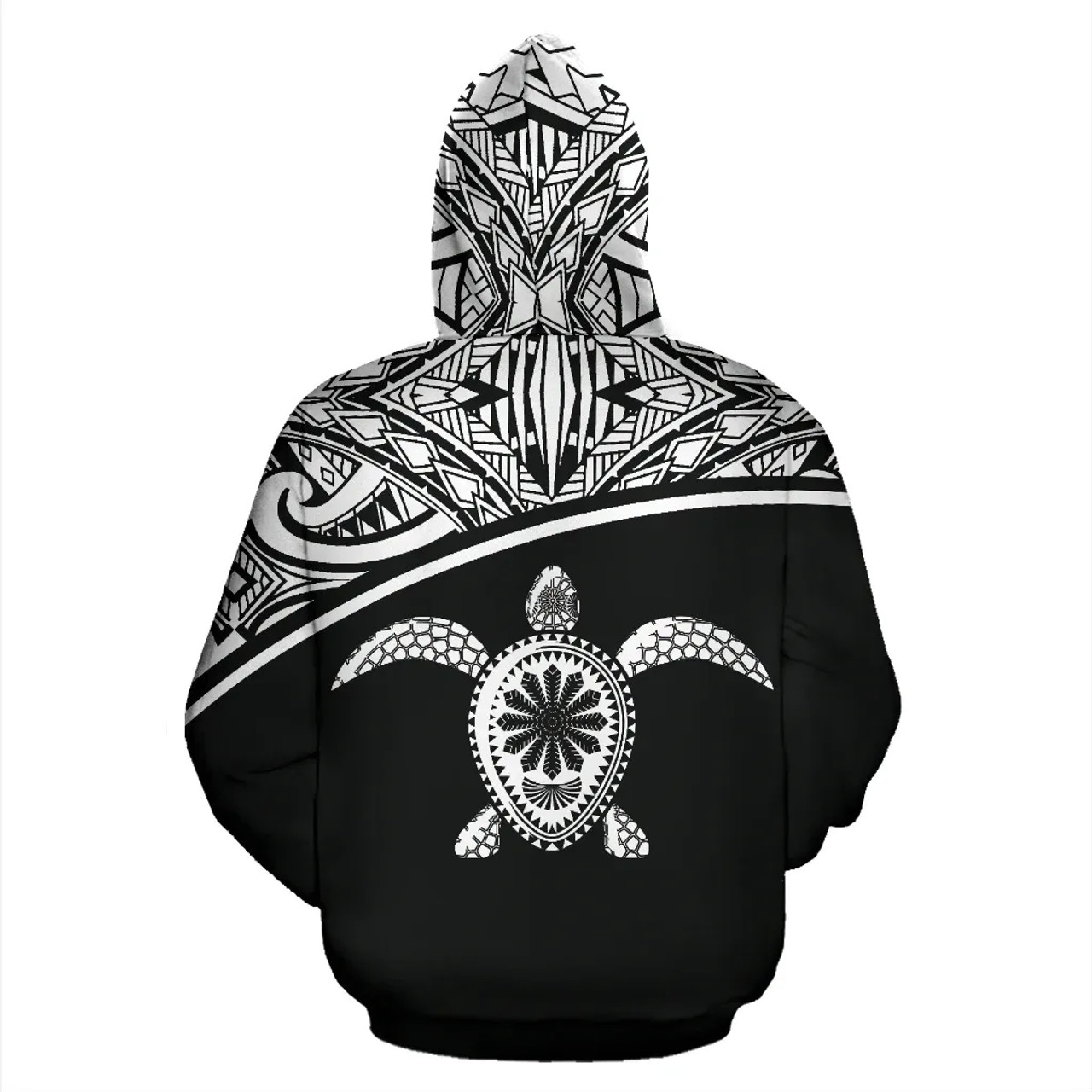 Turtle All Over Custom Personalised Hoodie - Polynesian Black Curve Style