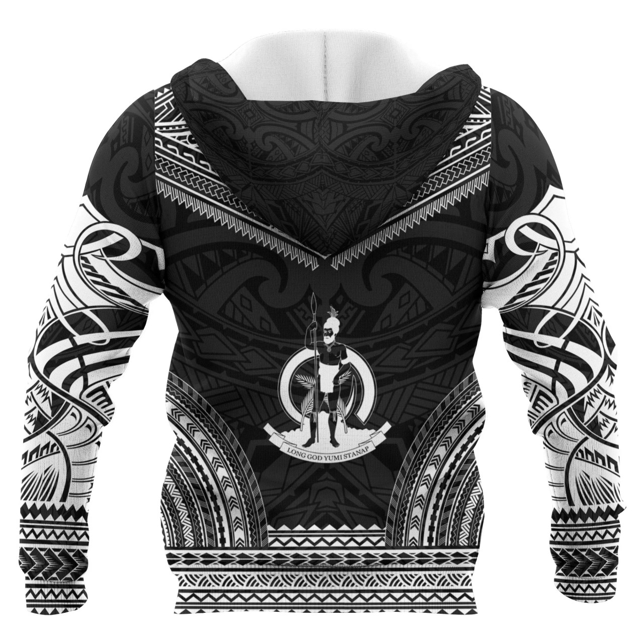 Vanuatu Polynesian Chief Custom Personalised Hoodie - Black Version