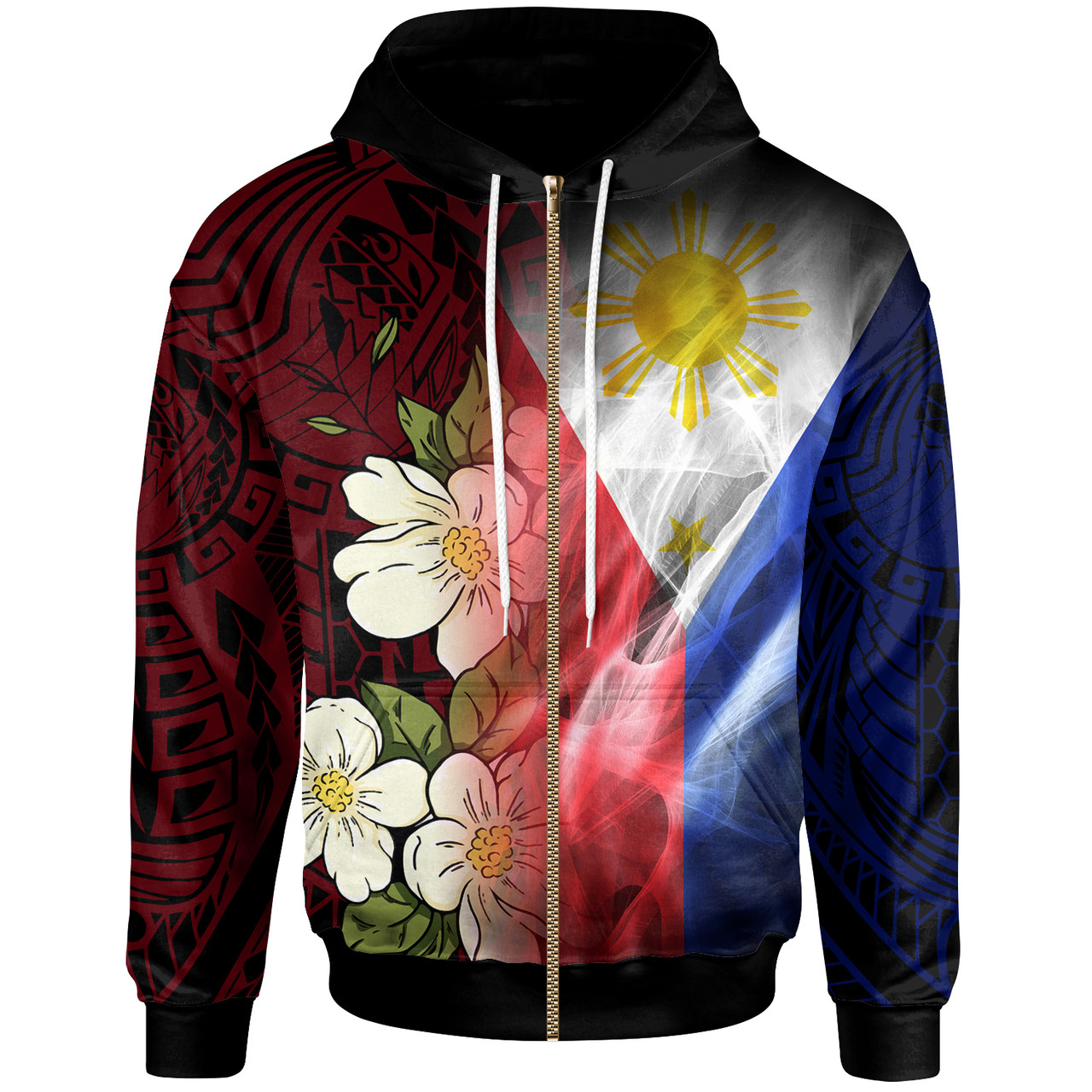 The Philippines Hoodie - Filipino Flag with Islander Patterns