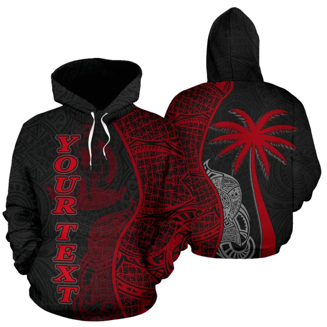 Vanuatu Polynesian Custom Personalised Hoodie Coconut Red