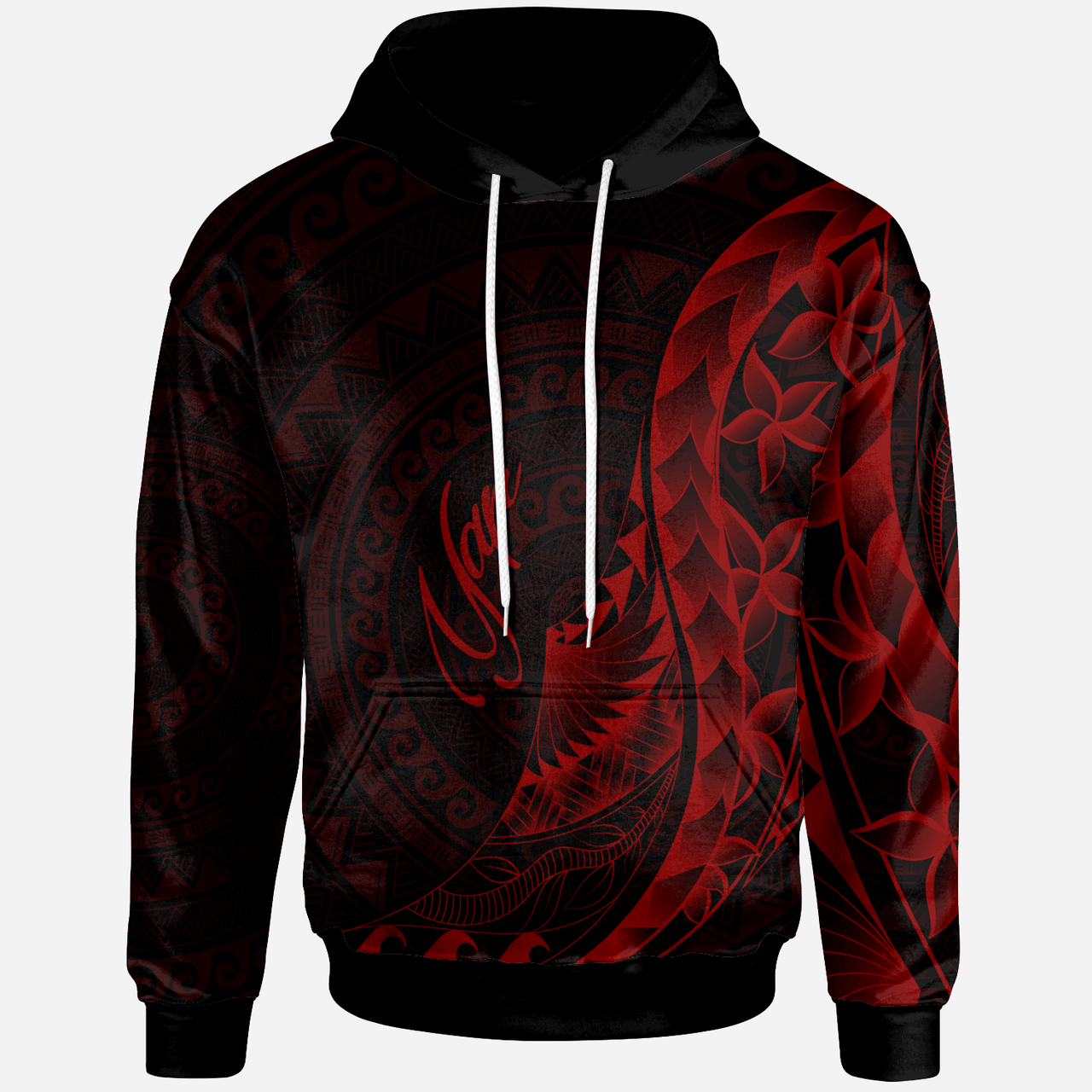 Yap Hoodie - Polynesian Pattern Style Red Color