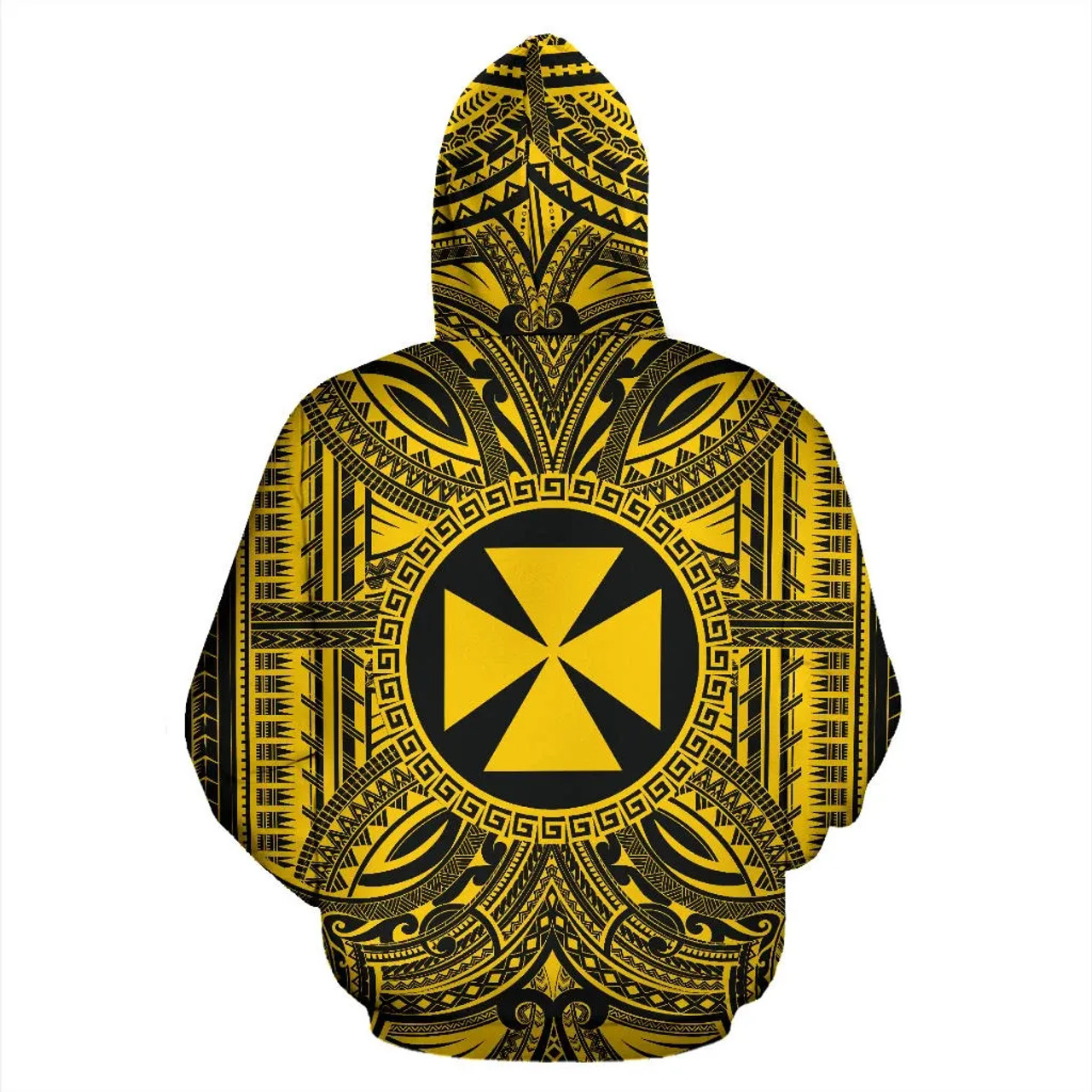 Wallis nd Futuna ll Over Hoodie - Wallis nd Futuna Coat Of rms Polynesian Gold Black