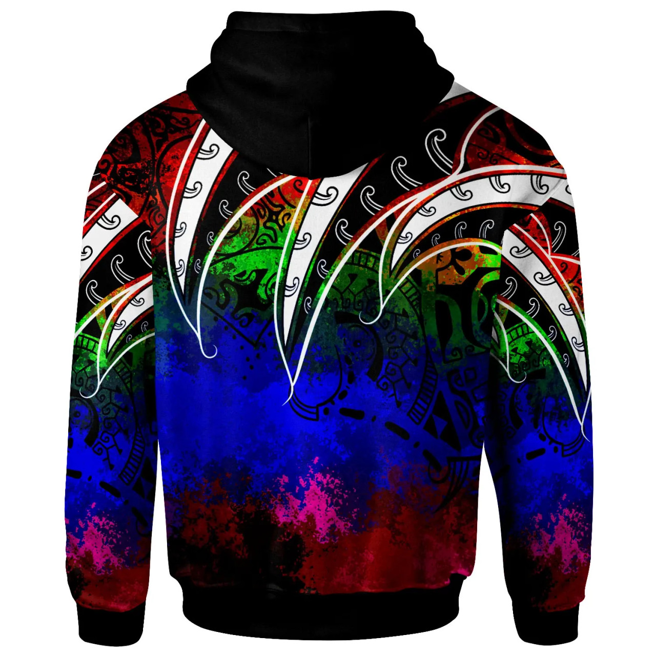 Tuvalu Hoodie - Tropical Leaf Rainbow Color