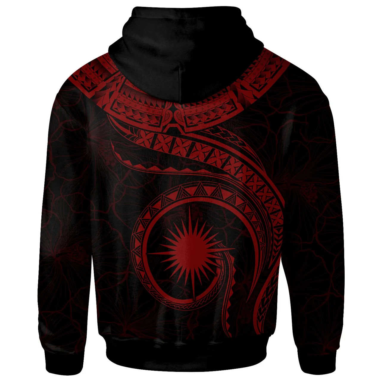 Marshall Islands Polynesian Personalised Hoodie - Marshall Islands Waves (Red)