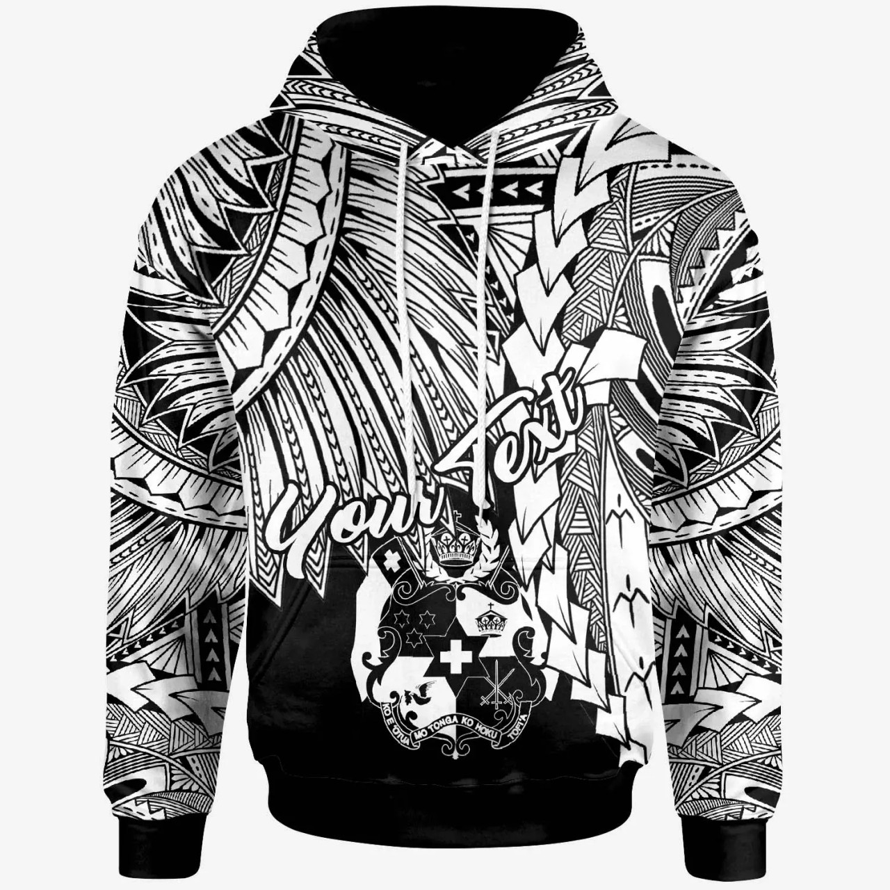 Tonga Polynesian Custom Personalised Hoodie - Tribal Wave Tattoo White