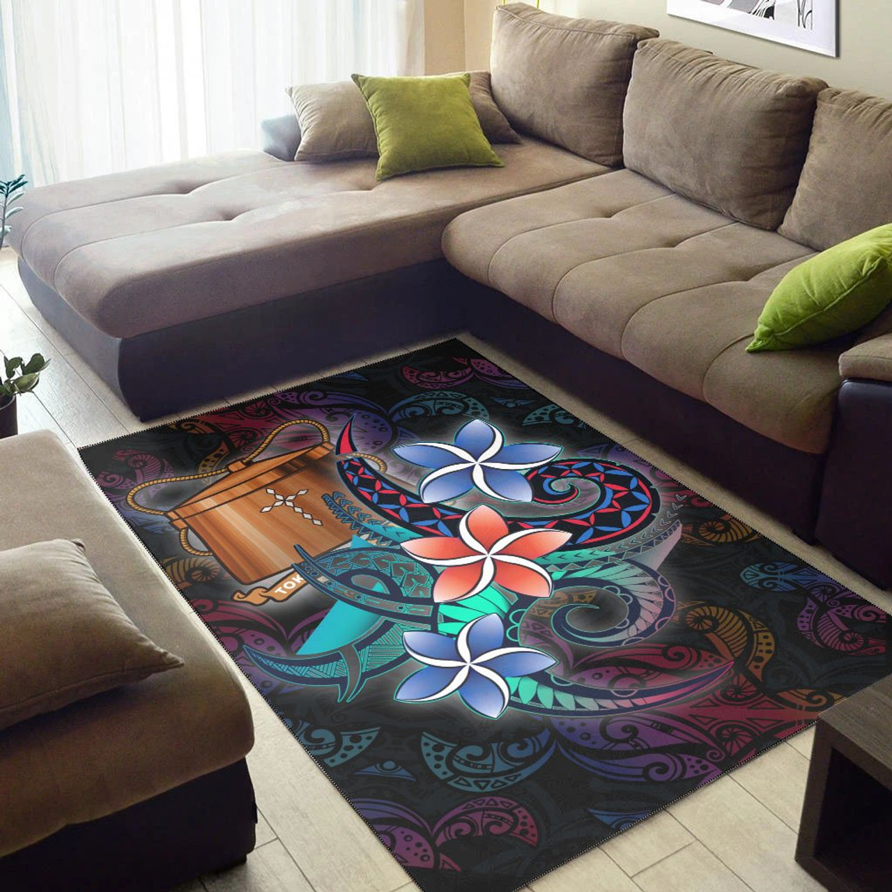 Tokelau Area Rug - Plumeria Flowers Style Polynesian 7