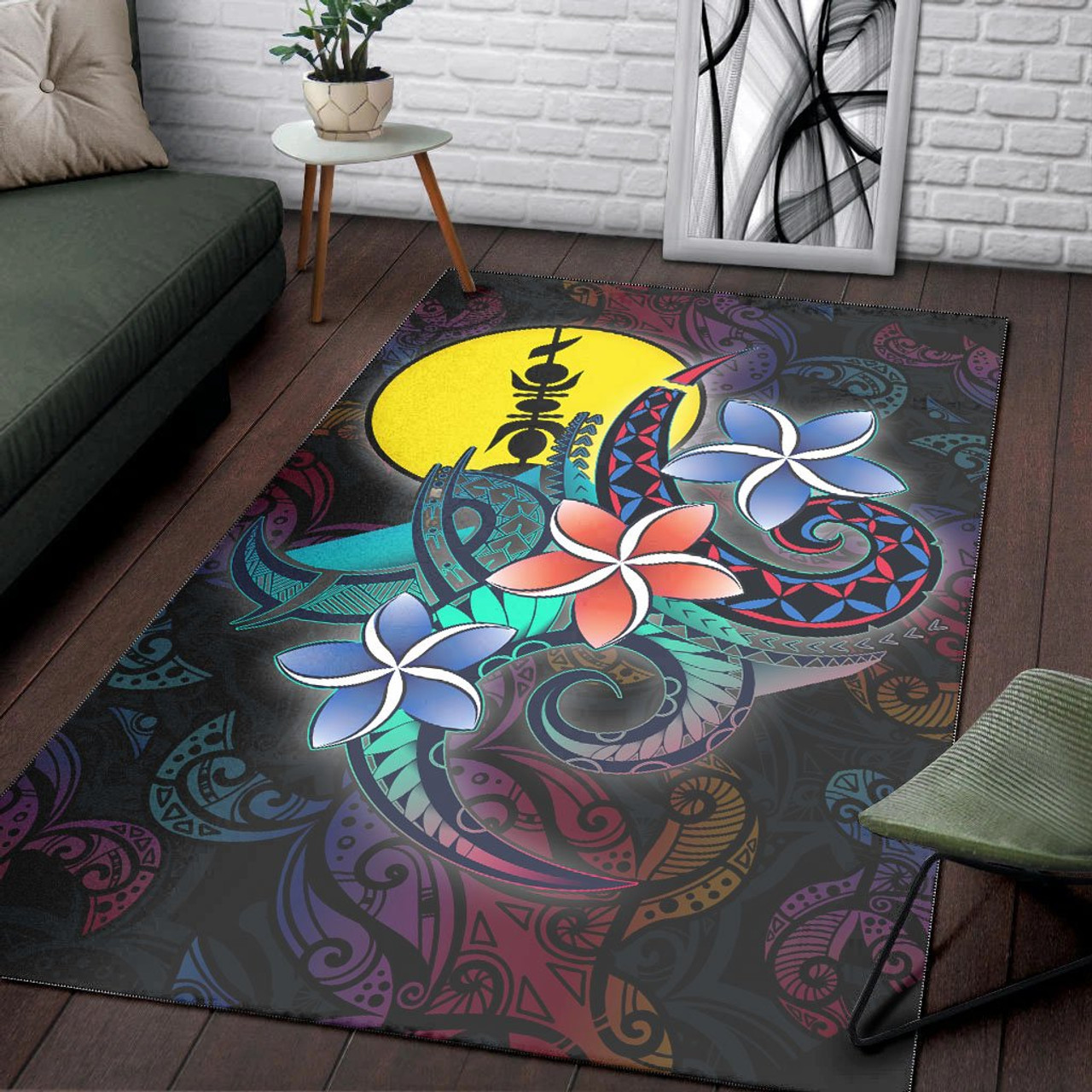 New Caledonia Area Rug - Plumeria Flowers Style Polynesian 6