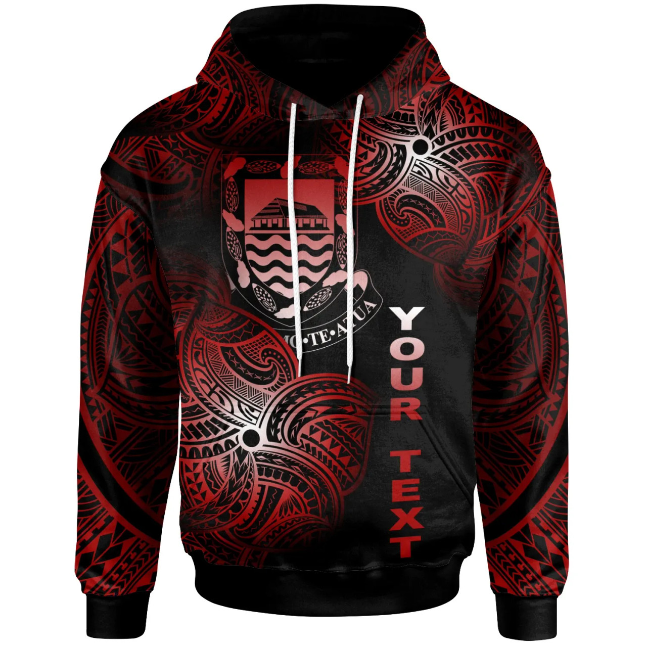 Tuvalu Polynesia Custom Personalized Hoodie - Tuvalu Tribal Flower Red