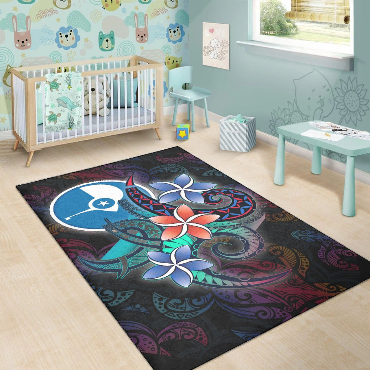 Yap State Area Rug - Plumeria Flowers Style Polynesian 4