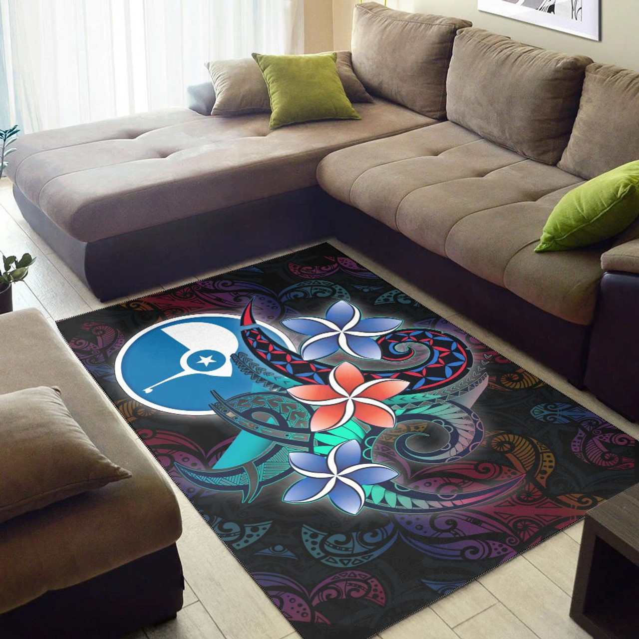 Yap State Area Rug - Plumeria Flowers Style Polynesian 7