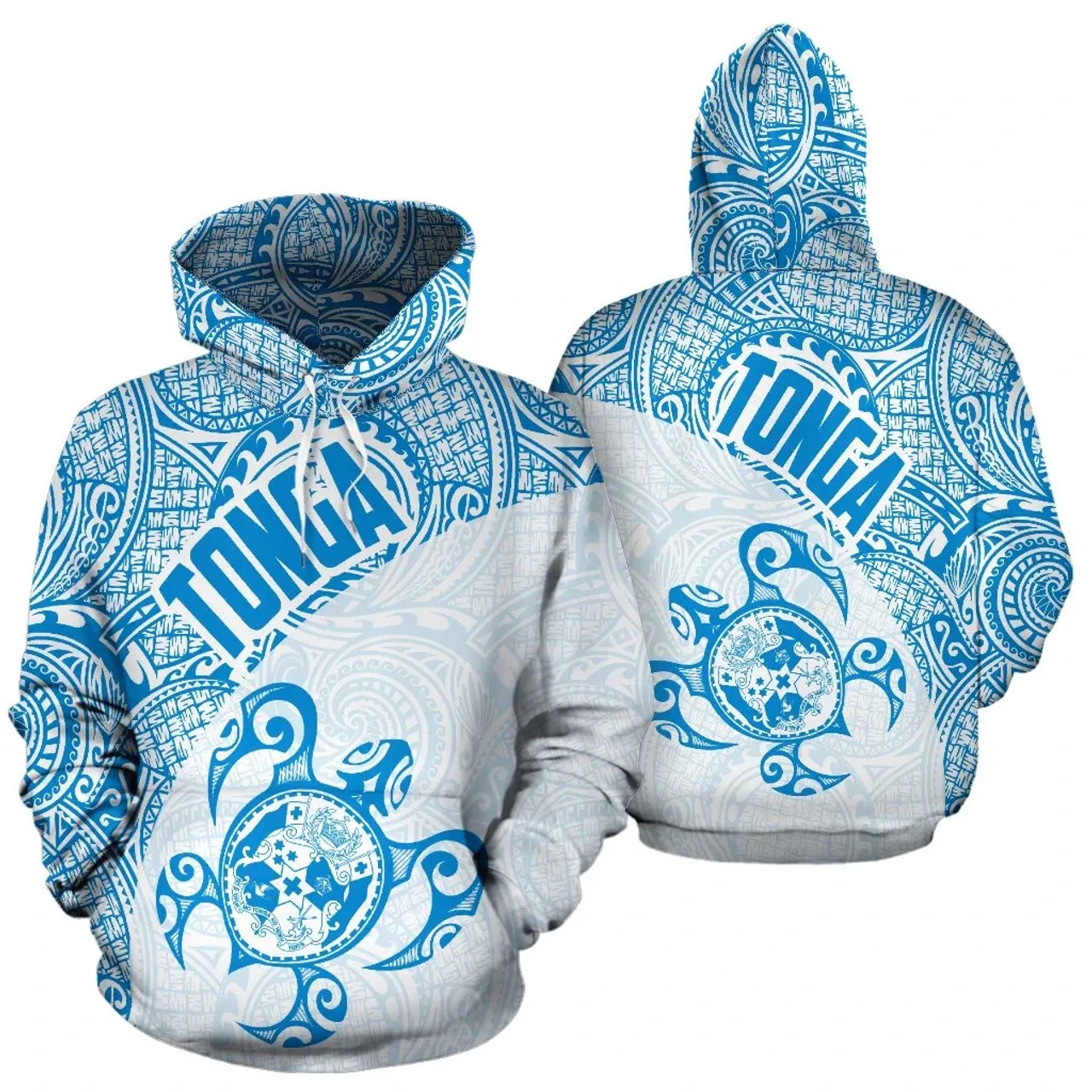 Tonga Hoodie - Tonga Coat of Arms In Turtle Polynesian Tattoo 09