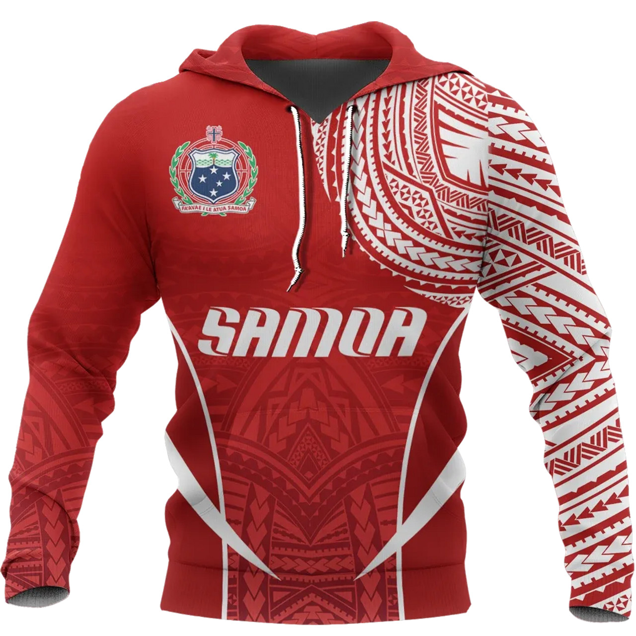 Samoa Active Special Hoodie - Samoa Coat Of Arms Polynesian Tattoo Red