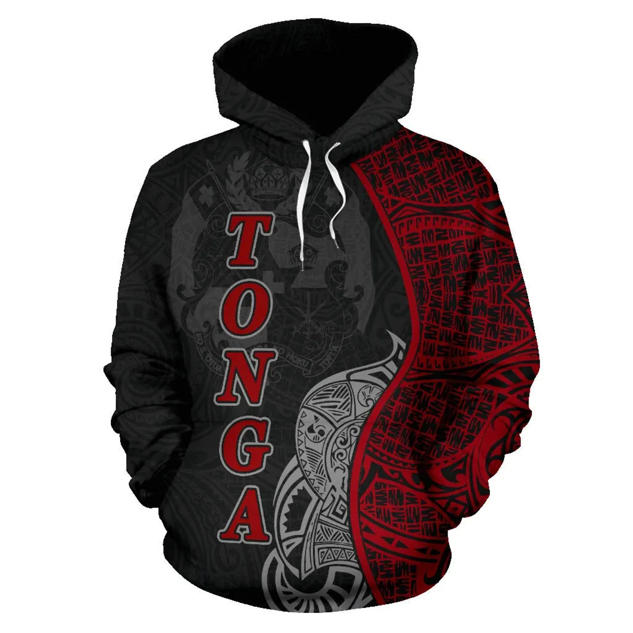 Tonga Polynesian Hoodie Coconut Tree Red