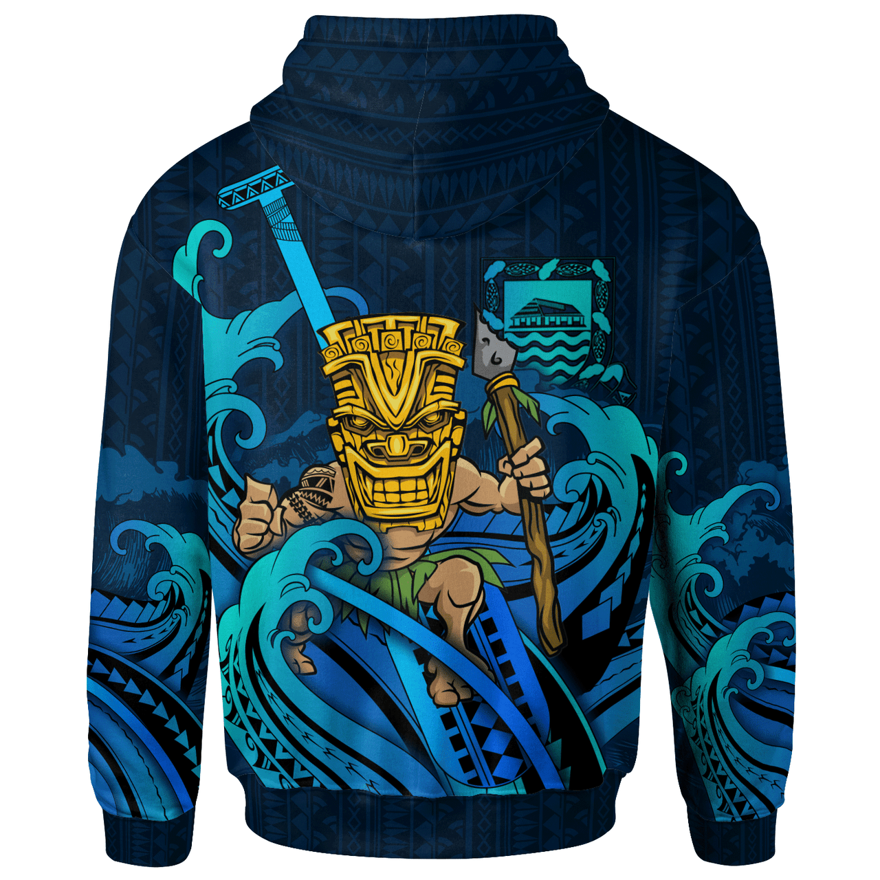 Tuvalu Personalised Custom Hoodie - Tiki And Waves