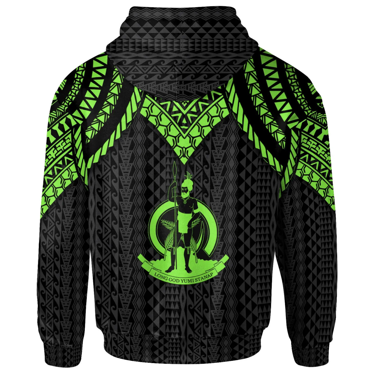 Vanuatu Custom Personalised Hoodie - Polynesian Armor Style Green