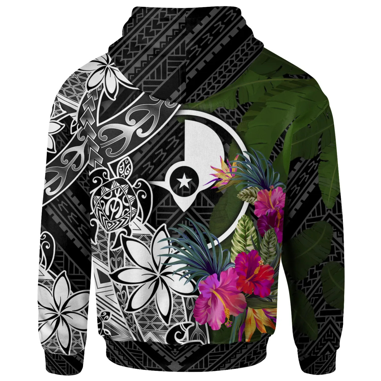 Yap Hoodie - Turtle Plumeria Banana Leaf