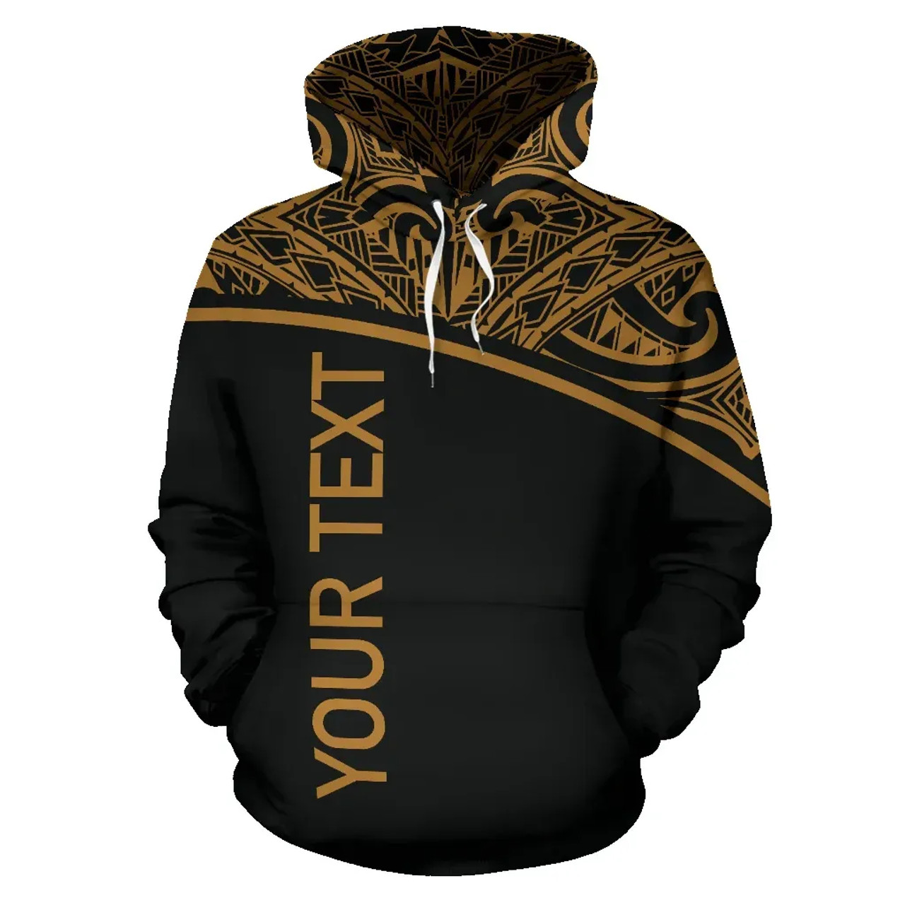 Turtle All Over Custom Personalised Hoodie - Polynesian Gold Curve Style