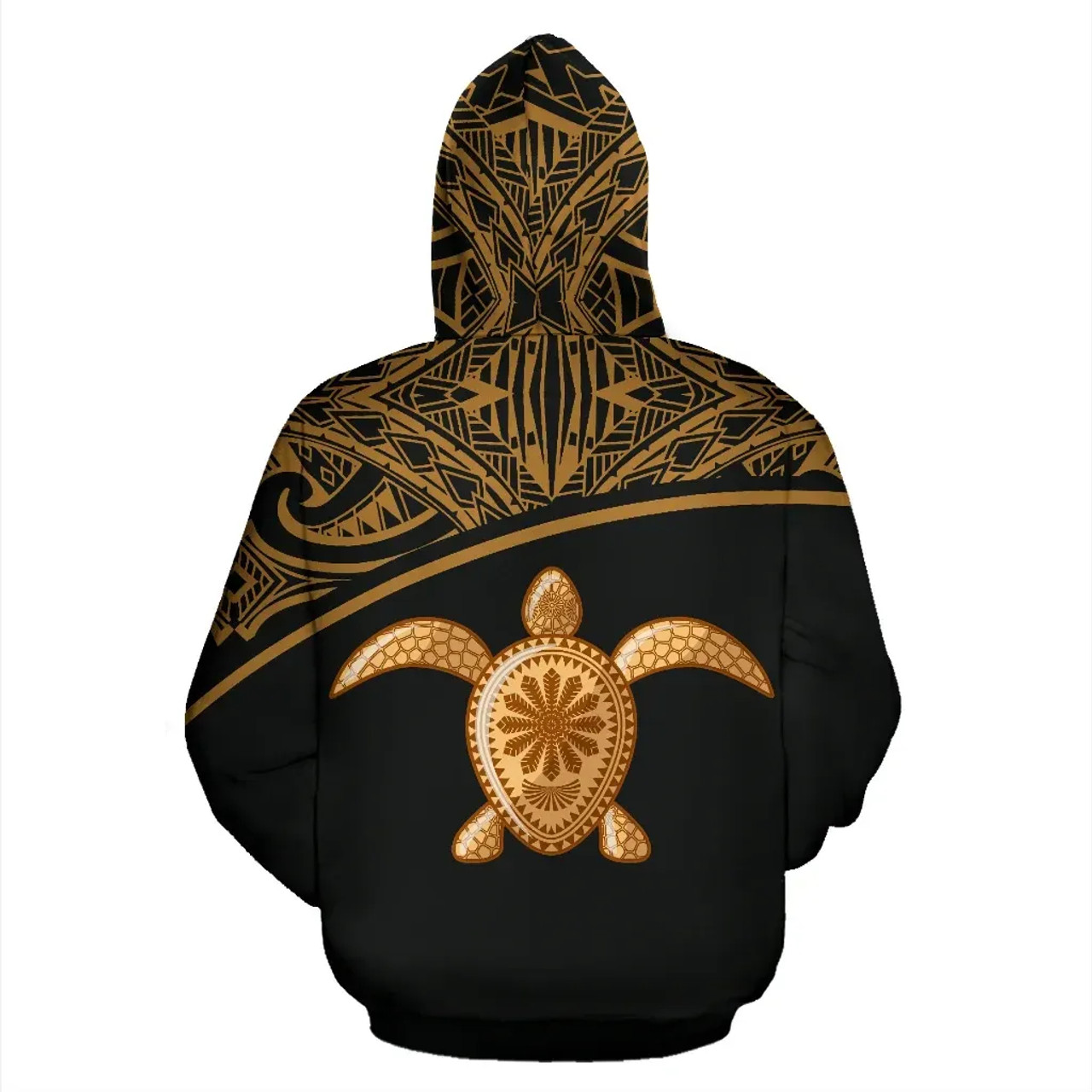 Turtle All Over Custom Personalised Hoodie - Polynesian Gold Curve Style