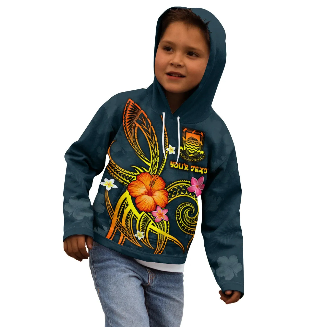 Tuvalu Polynesian Personalised Hoodie - Legend of Tuvalu (Blue)