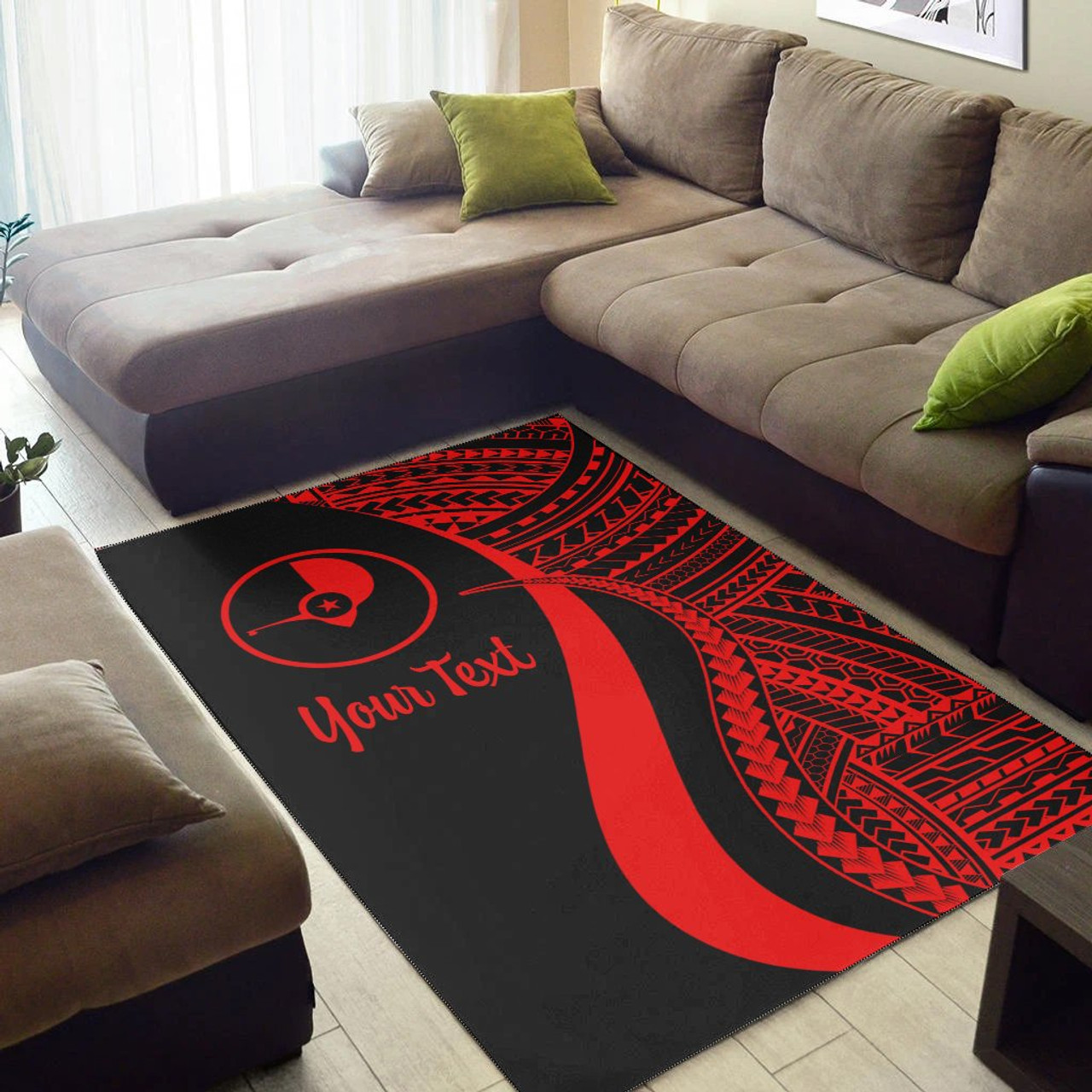 Yap Custom Personalised Area Rug - Red Polynesian Tentacle Tribal Pattern Polynesian 2