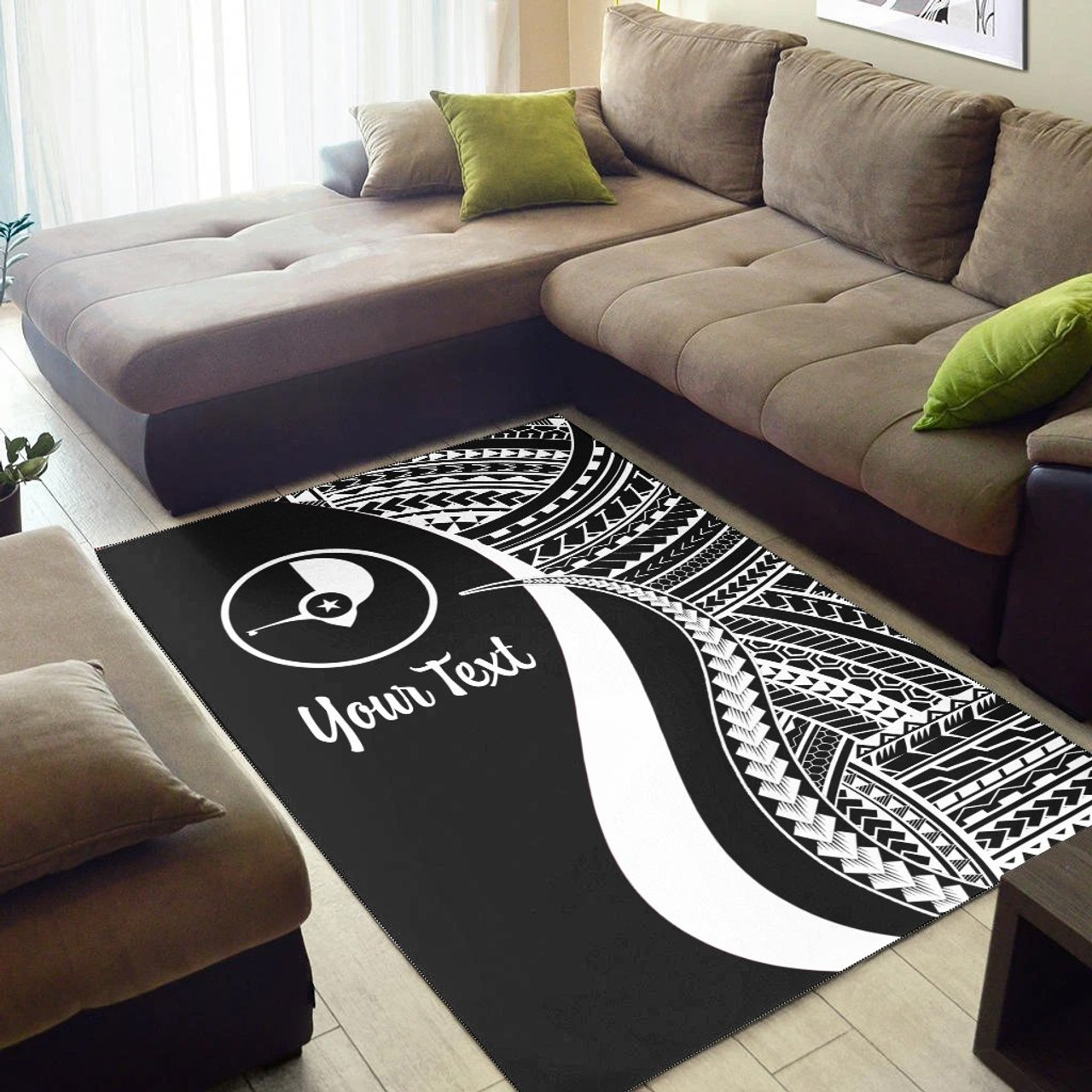 Yap Custom Personalised Area Rug - White Polynesian Tentacle Tribal Pattern Polynesian 2