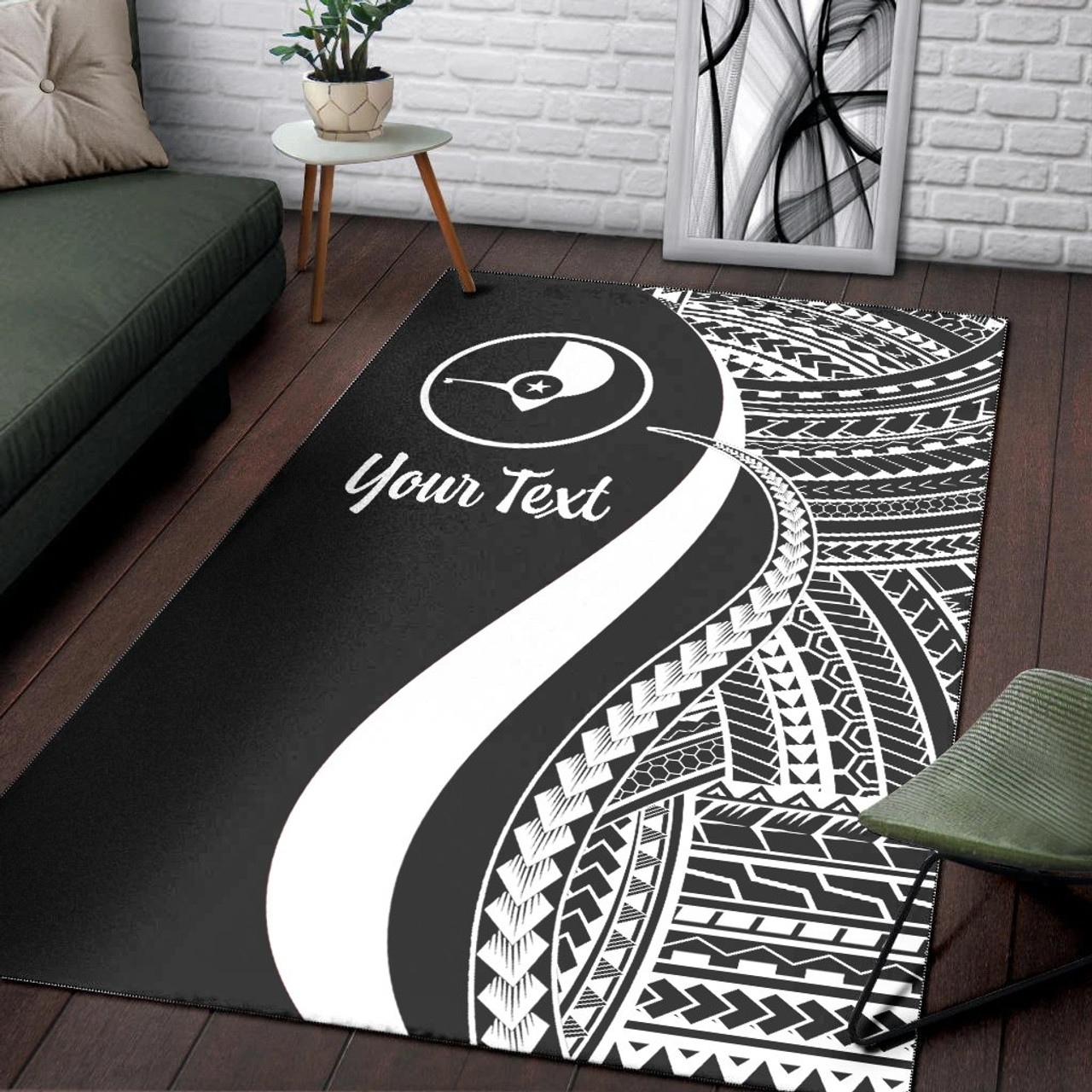 Yap Custom Personalised Area Rug - White Polynesian Tentacle Tribal Pattern Polynesian 3