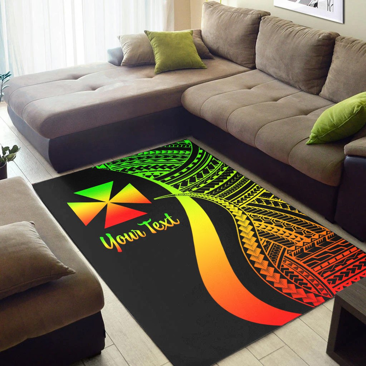 Wallis and Futuna Custom Personalised Area Rug - Reggae Polynesian Tentacle Tribal Pattern Polynesian 2