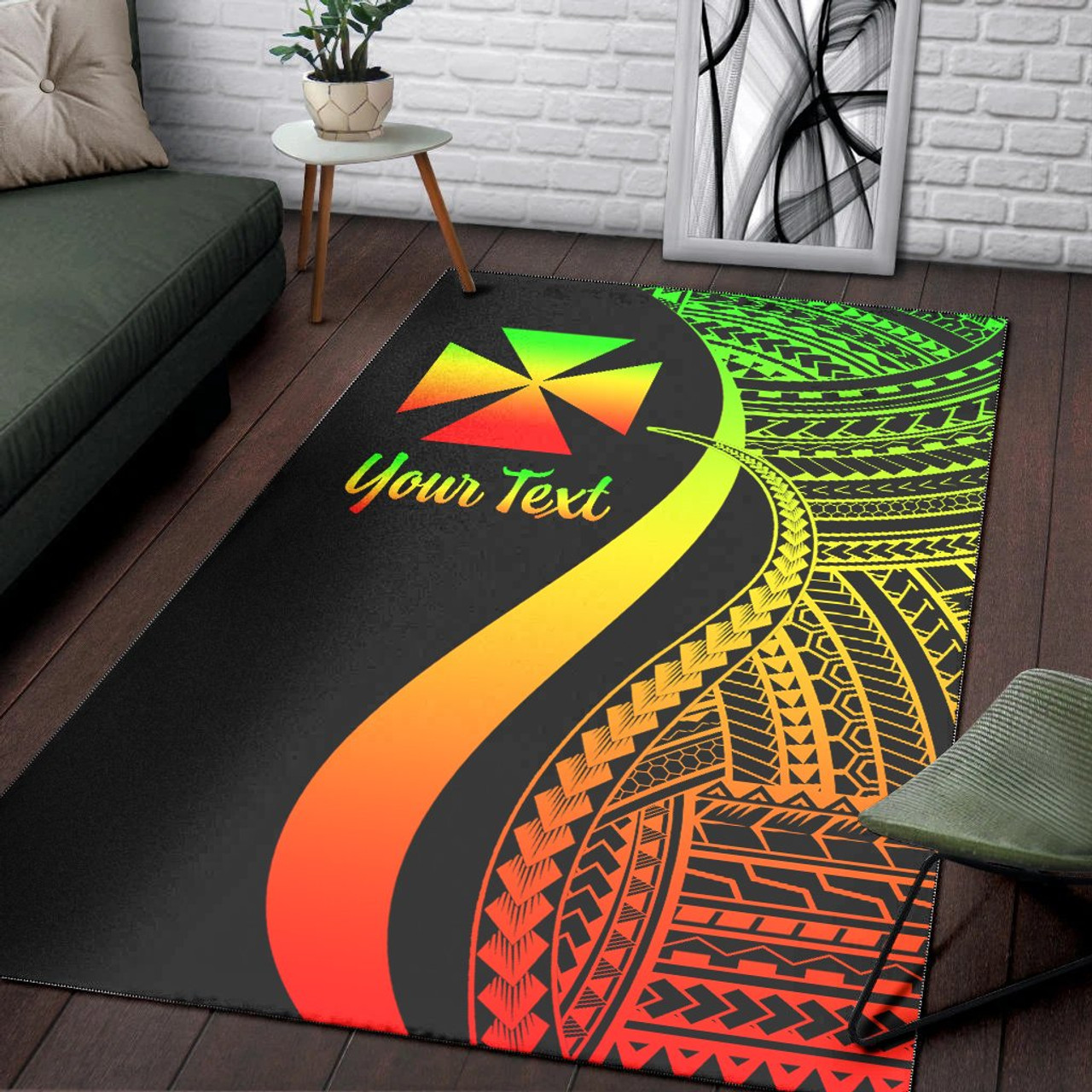 Wallis and Futuna Custom Personalised Area Rug - Reggae Polynesian Tentacle Tribal Pattern Polynesian 3