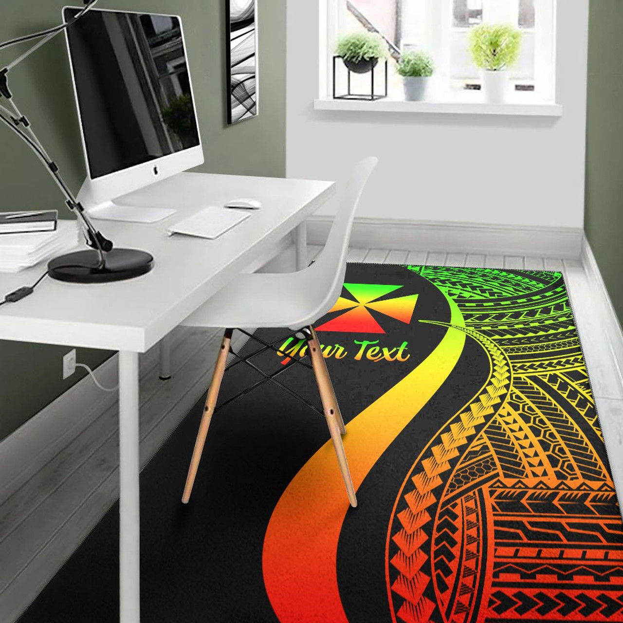 Wallis and Futuna Custom Personalised Area Rug - Reggae Polynesian Tentacle Tribal Pattern Polynesian 4