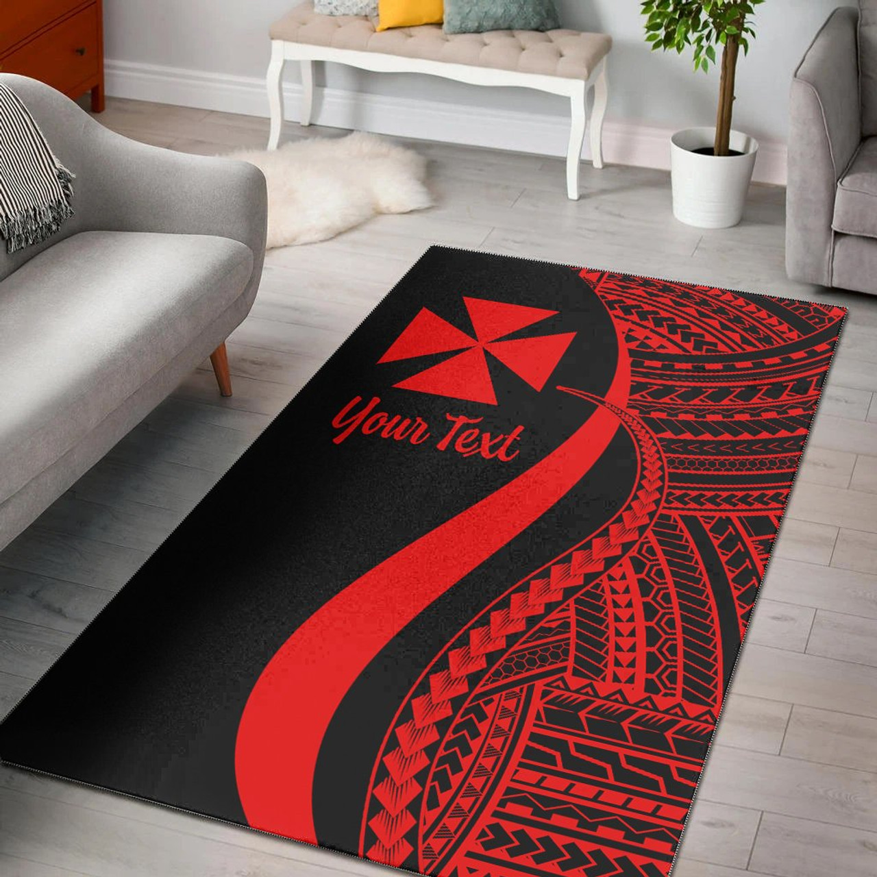 Wallis and Futuna Custom Personalised Area Rug - Red Polynesian Tentacle Tribal Pattern Polynesian 1