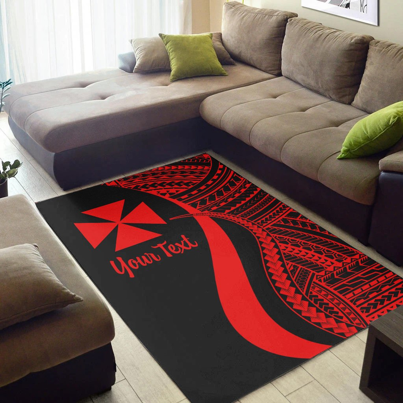 Wallis and Futuna Custom Personalised Area Rug - Red Polynesian Tentacle Tribal Pattern Polynesian 2