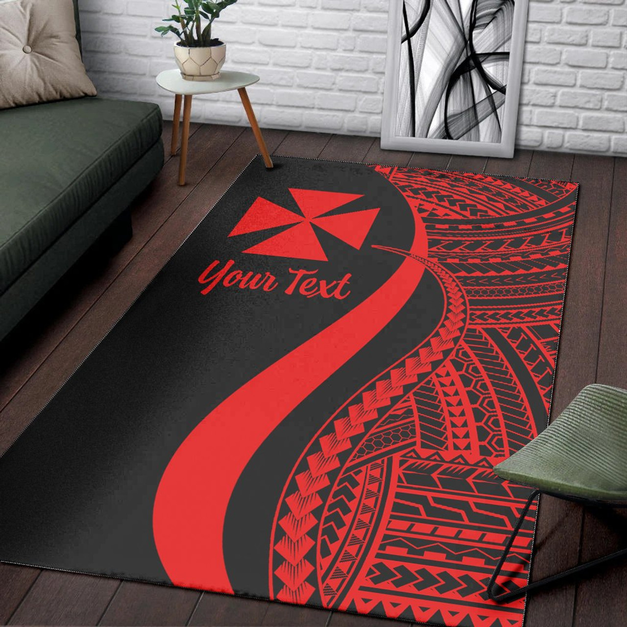 Wallis and Futuna Custom Personalised Area Rug - Red Polynesian Tentacle Tribal Pattern Polynesian 3