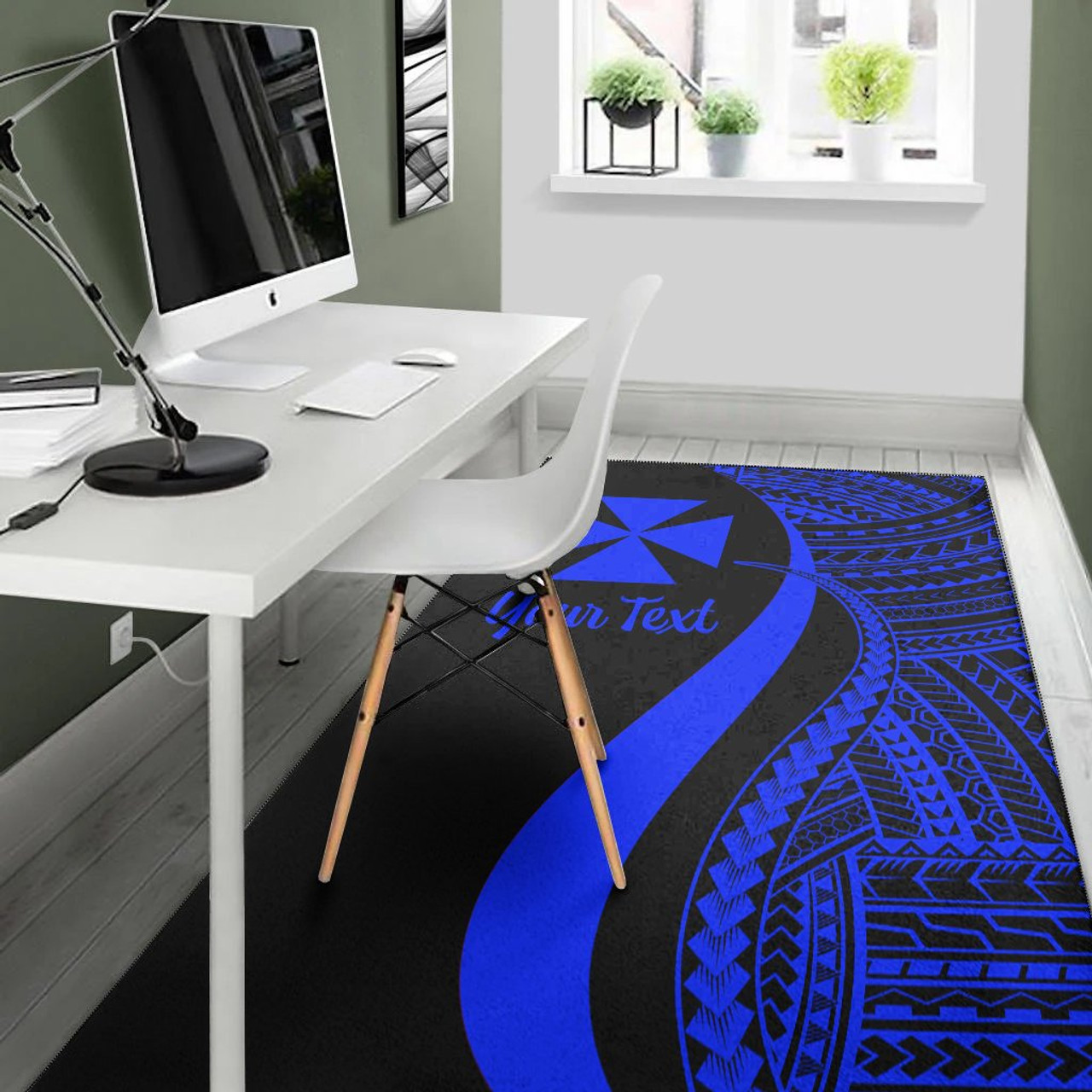 Wallis and Futuna Custom Personalised Area Rug - Blue Polynesian Tentacle Tribal Pattern Polynesian 4