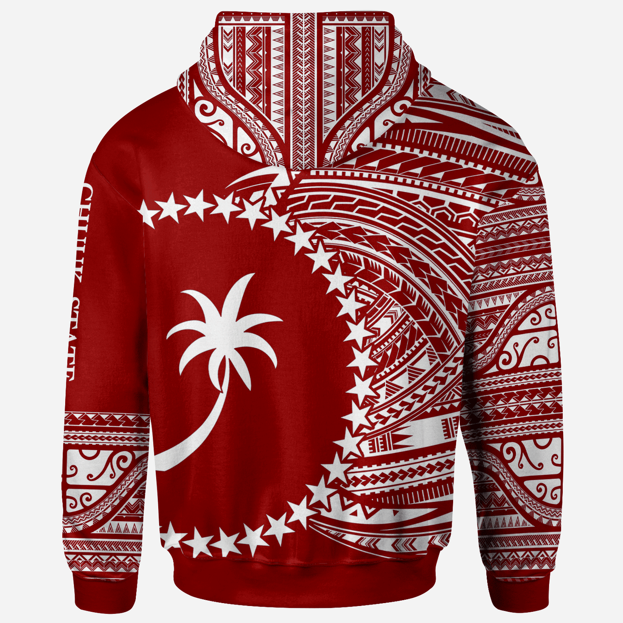 Chuuk Hoodie - Micronesia White Red Patterns With Coat Of Arms