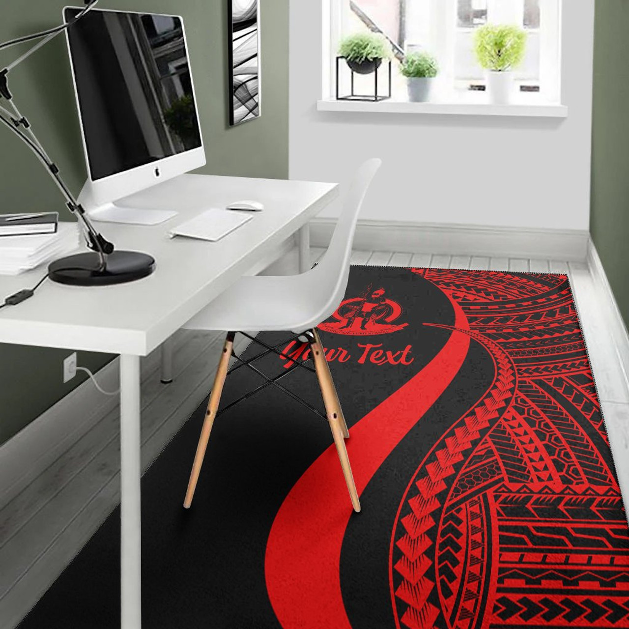 Vanuatu Custom Personalised Area Rug - Red Polynesian Tentacle Tribal Pattern Polynesian 4