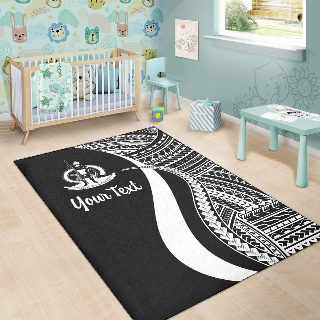 Vanuatu Custom Personalised Area Rug - White Polynesian Tentacle Tribal Pattern Polynesian 5