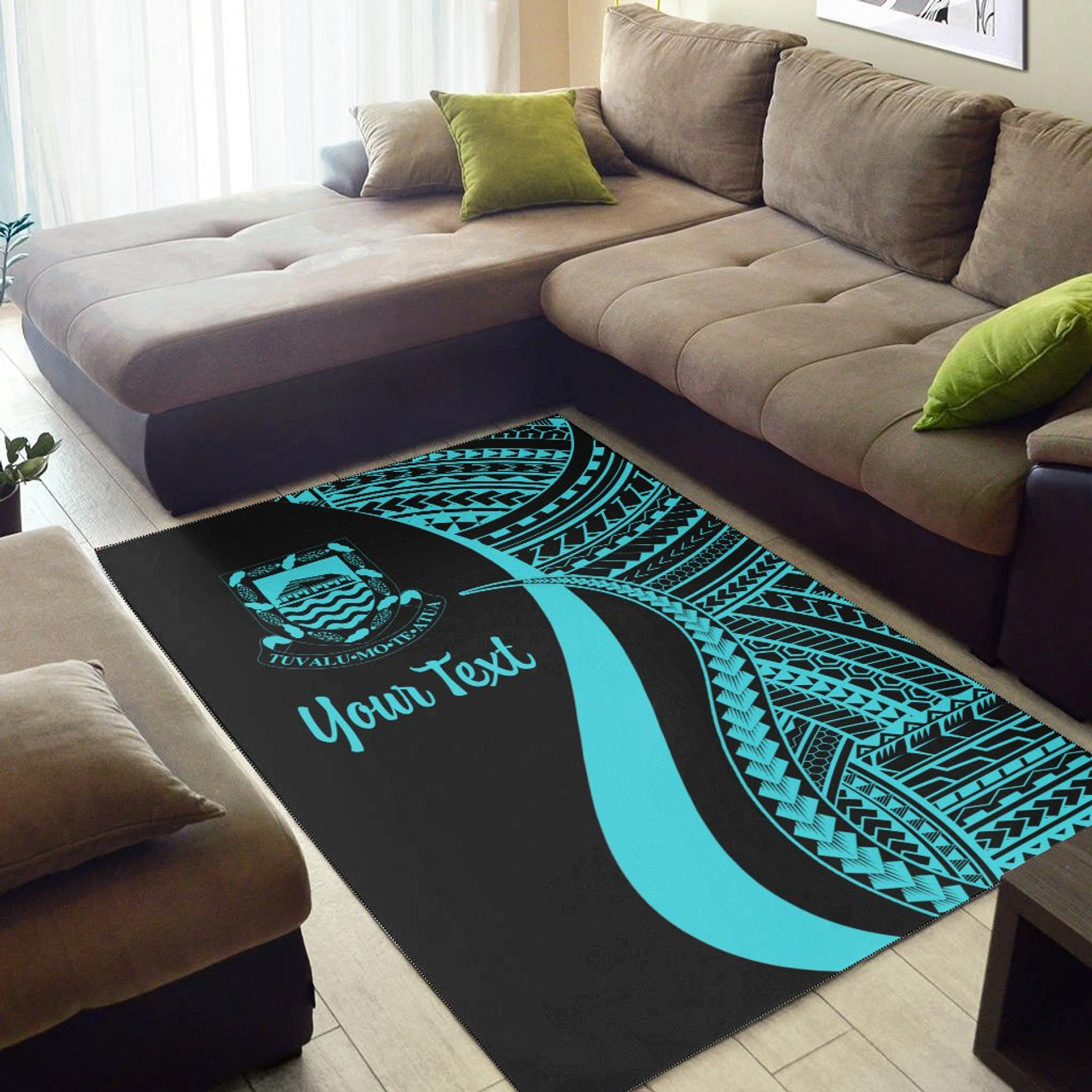 Tuvalu Custom Personalised Area Rug - Turquoise Polynesian Tentacle Tribal Pattern Polynesian 2