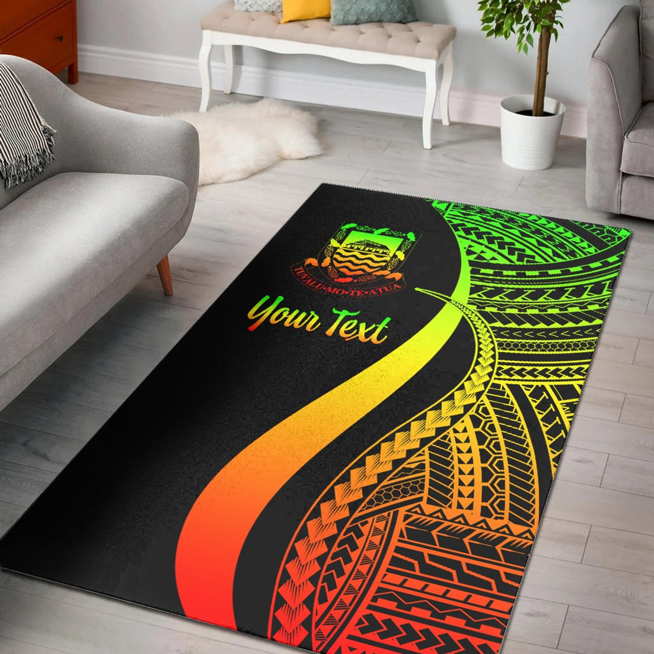 Tuvalu Custom Personalised Area Rug - Reggae Polynesian Tentacle Tribal Pattern Polynesian 1