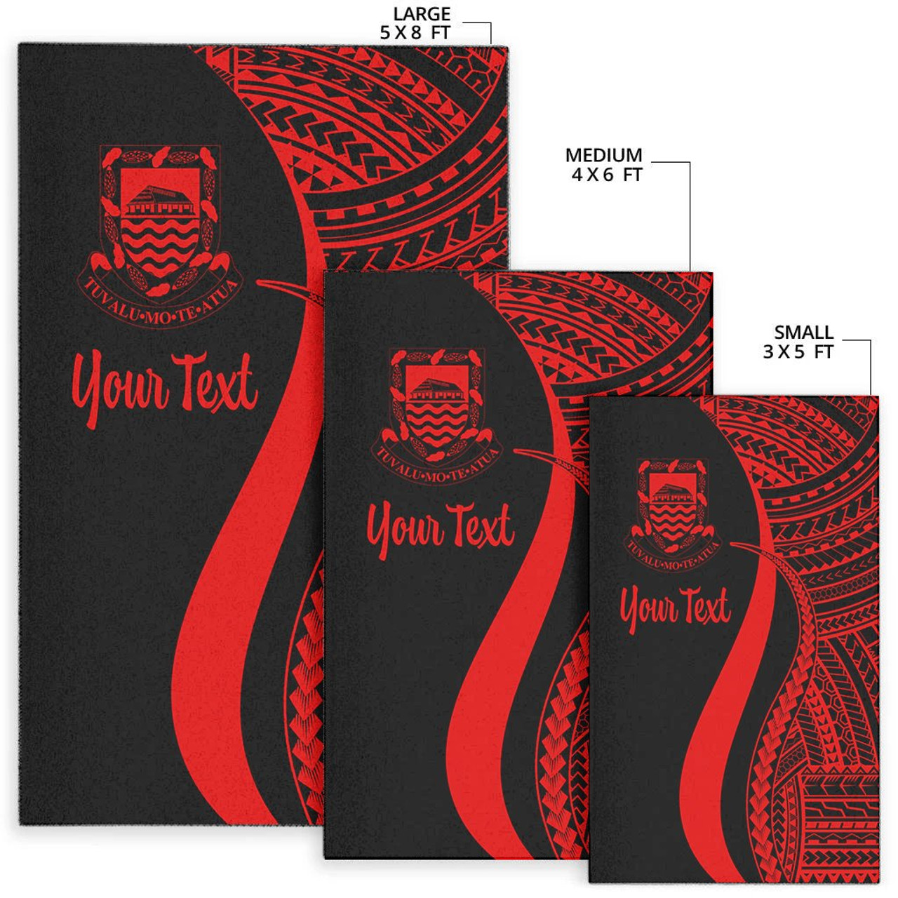 Tuvalu Custom Personalised Area Rug - Red Polynesian Tentacle Tribal Pattern Polynesian 7