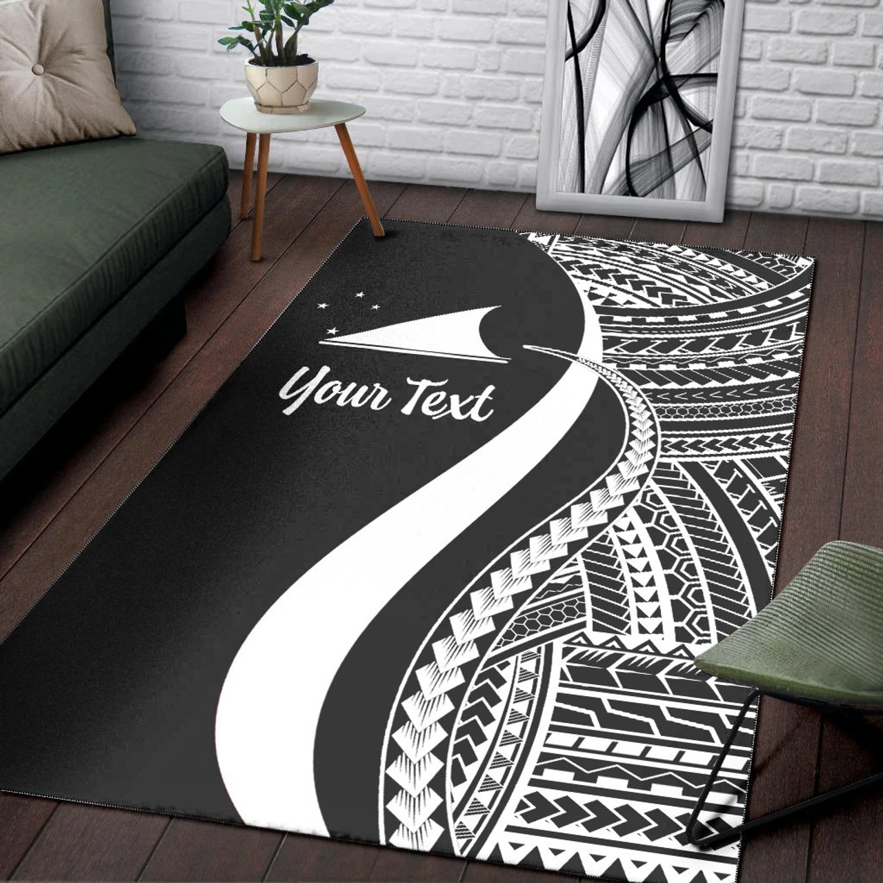 Tokelau Custom Personalised Area Rug - White Polynesian Tentacle Tribal Pattern Polynesian 3