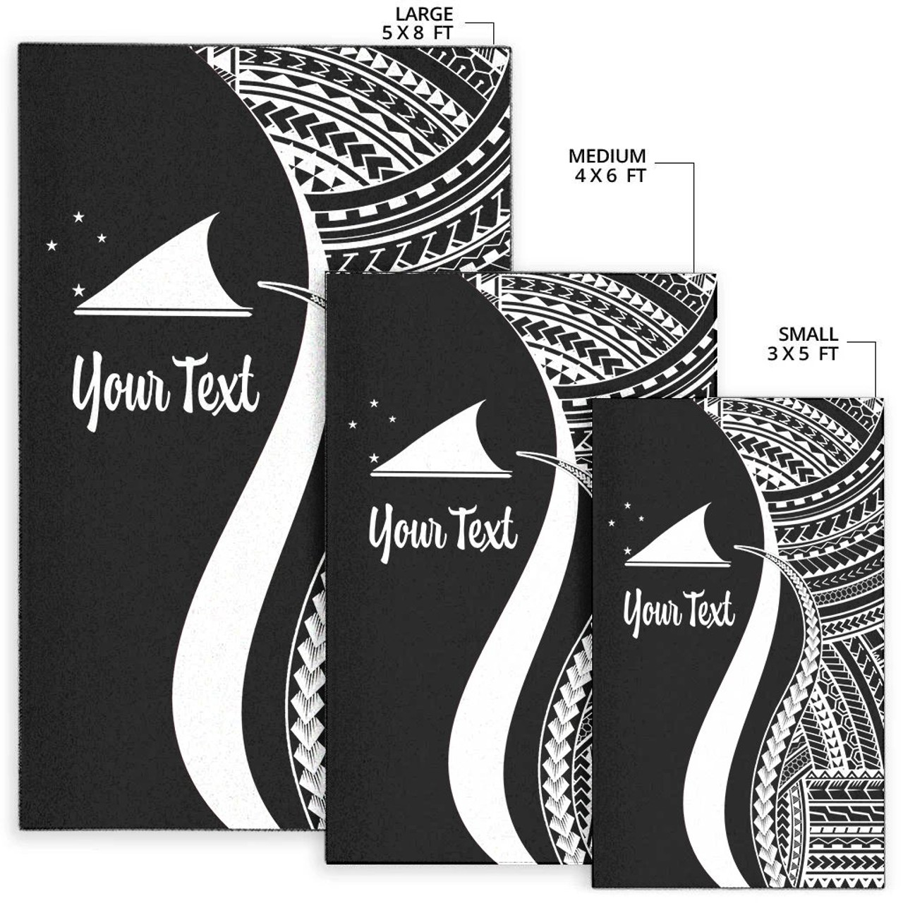Tokelau Custom Personalised Area Rug - White Polynesian Tentacle Tribal Pattern Polynesian 7