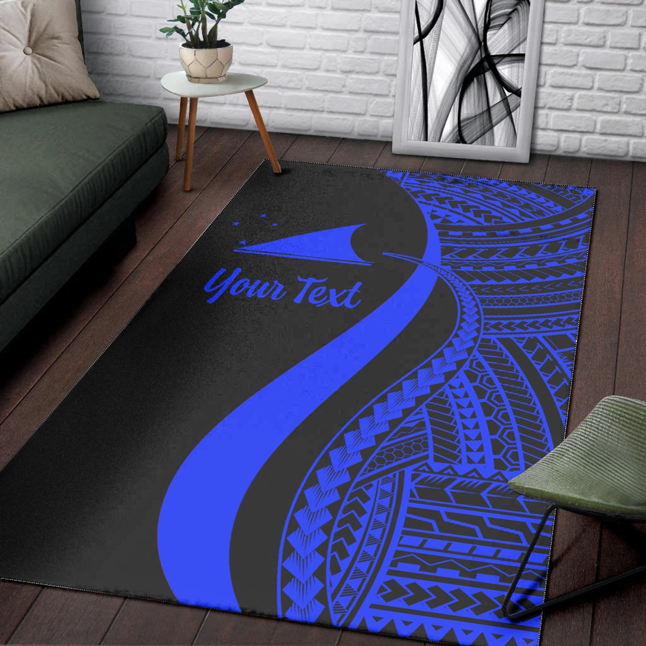 Tokelau Custom Personalised Area Rug - Blue Polynesian Tentacle Tribal Pattern Polynesian 3