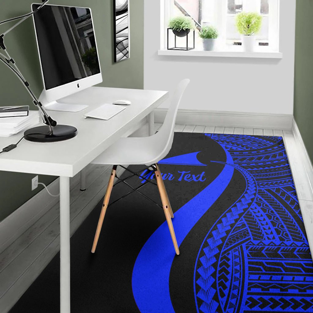 Tokelau Custom Personalised Area Rug - Blue Polynesian Tentacle Tribal Pattern Polynesian 4