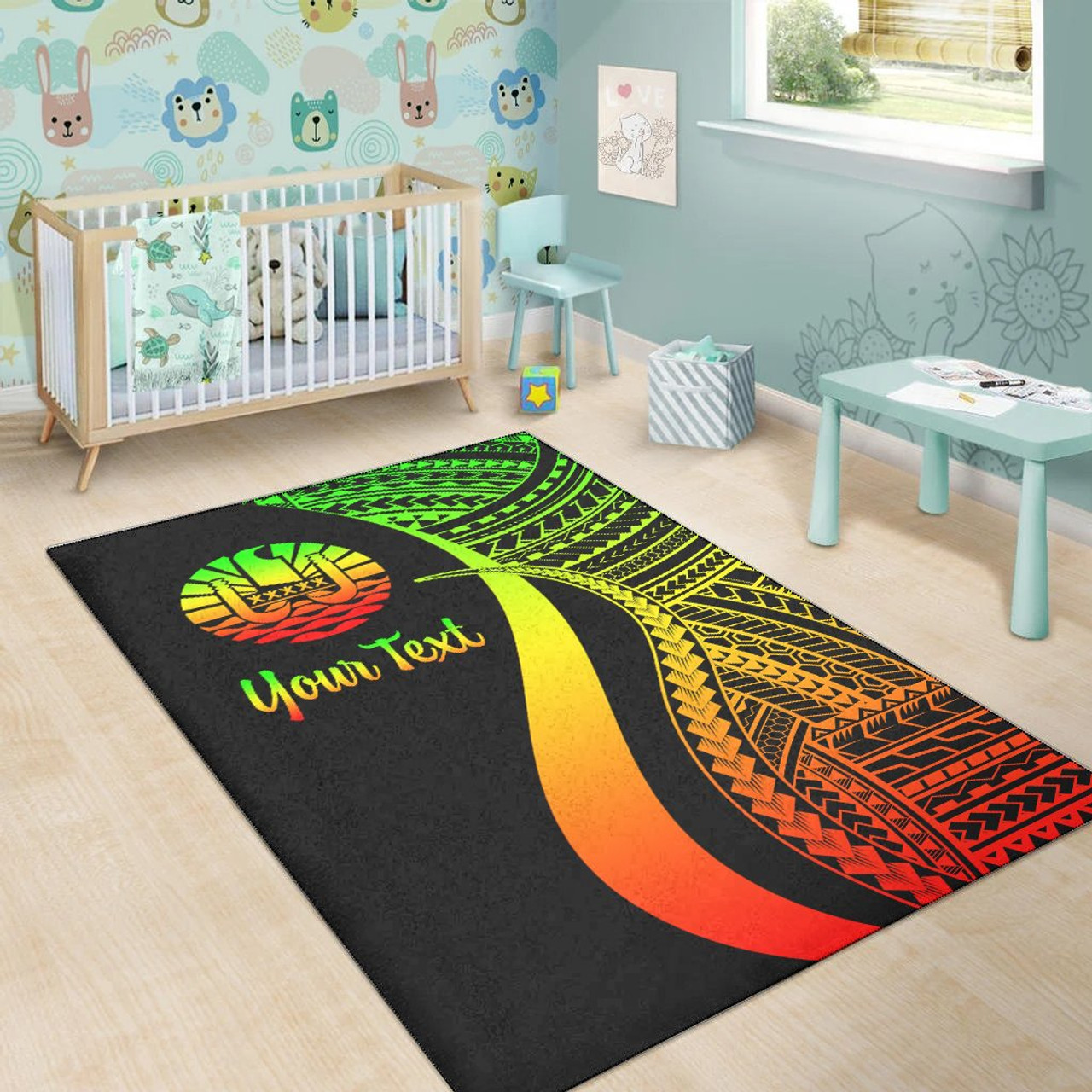 Tahiti Custom Personalised Area Rug - Reggae Polynesian Tentacle Tribal Pattern Polynesian 5