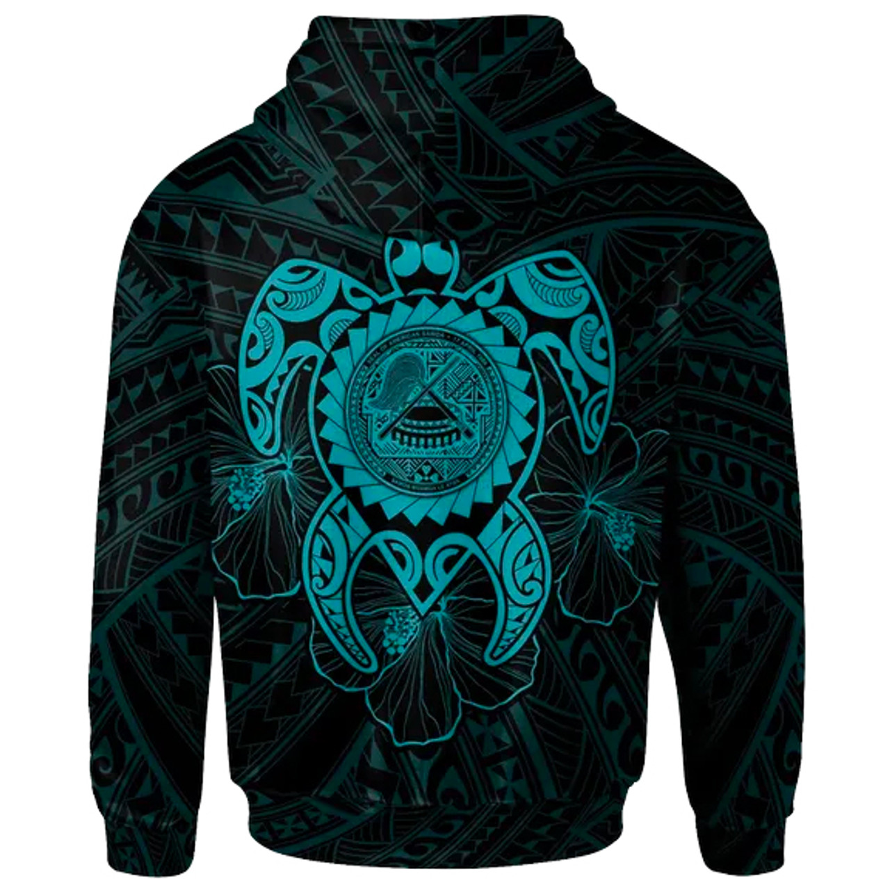 American Samoa Polynesian Hoodie - Vintage Polynesian Turtle (Turquoise)