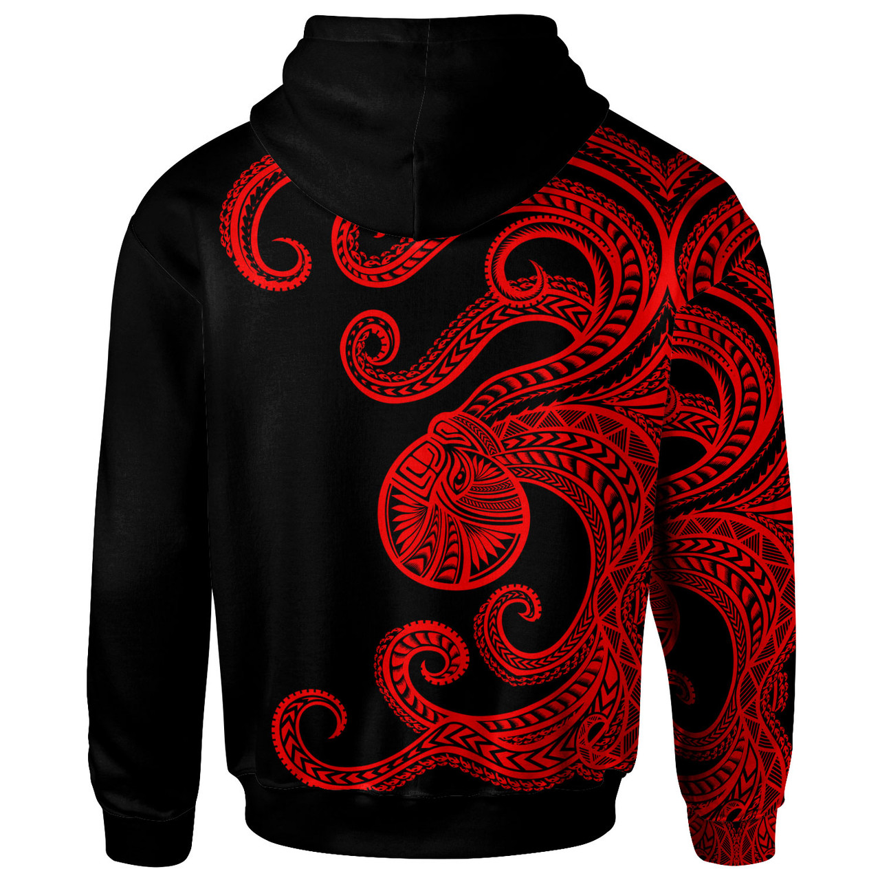 Polynesian Octopus Hoodie Red Color