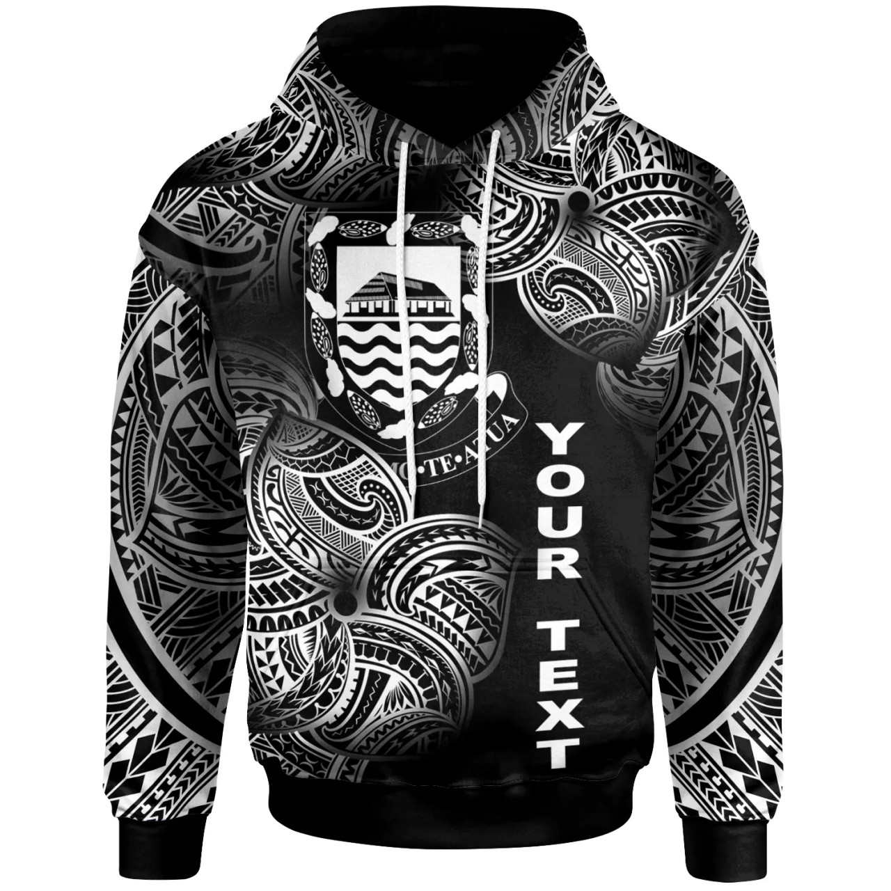 Tuvalu Polynesia Custom Personalized Hoodie - Tuvalu Tribal Flower White