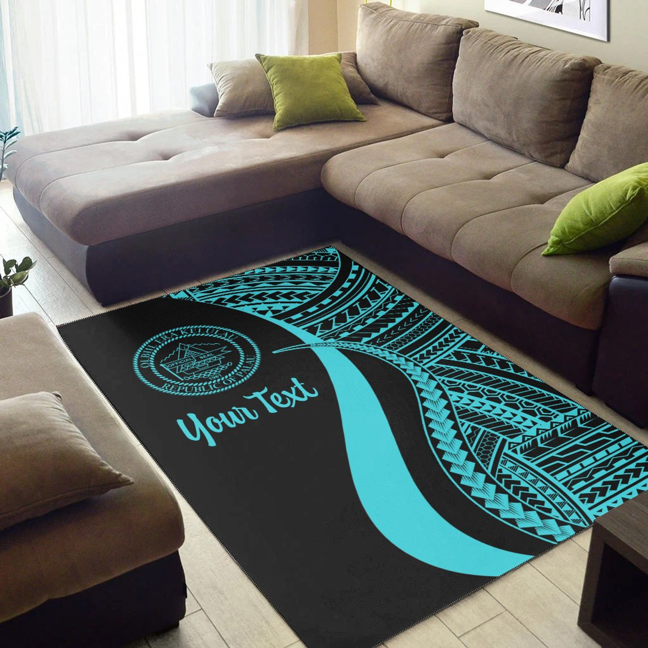 Palau Custom Personalised Area Rug - Turquoise Polynesian Tentacle Tribal Pattern Polynesian 2